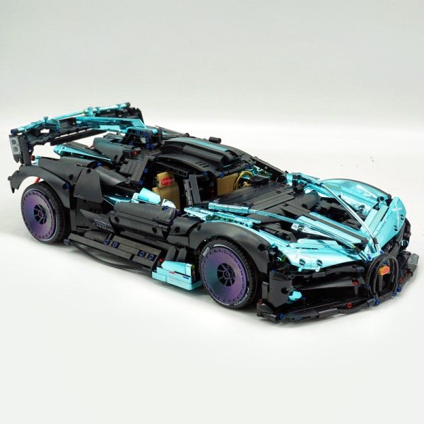 1: 8 Bugatti Bolide W16, Electroplating Lake Blue Customized Version, Fully Printed Exterior Parts, Free Electroplated Wheels (3588 PCS) - Image 11