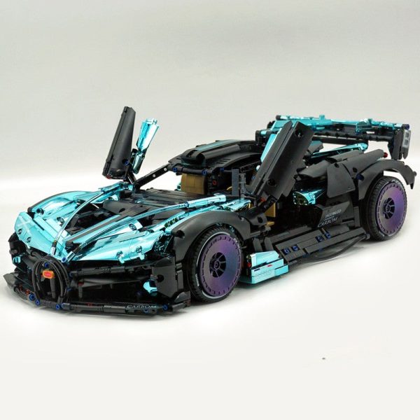 1: 8 Bugatti Bolide W16, Electroplating Lake Blue Customized Version, Fully Printed Exterior Parts, Free Electroplated Wheels (3588 PCS) - Image 13