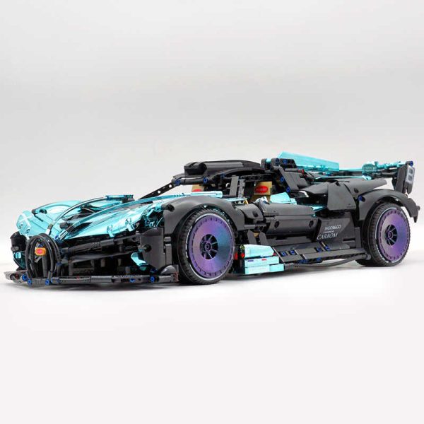 1: 8 Bugatti Bolide W16, Electroplating Lake Blue Customized Version, Fully Printed Exterior Parts, Free Electroplated Wheels (3588 PCS) - Image 7