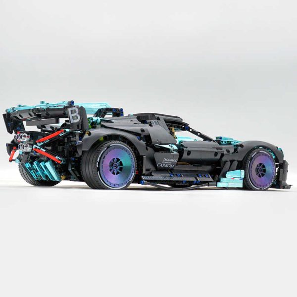 1: 8 Bugatti Bolide W16, Electroplating Lake Blue Customized Version, Fully Printed Exterior Parts, Free Electroplated Wheels (3588 PCS) - Image 9