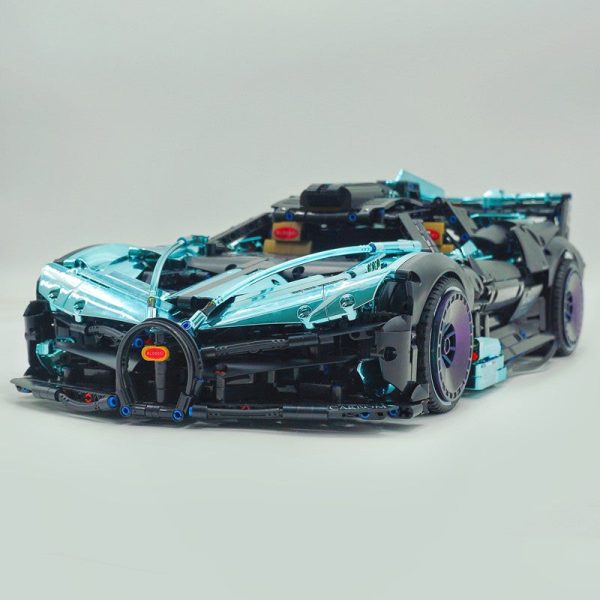 1: 8 Bugatti Bolide W16, Electroplating Lake Blue Customized Version, Fully Printed Exterior Parts, Free Electroplated Wheels (3588 PCS) - Image 10