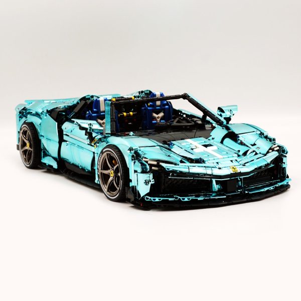 1: 8 Ferrari SF90XX Building Sets, Electroplating Tiffany Blue Customized Version (3982Pcs) - Image 2