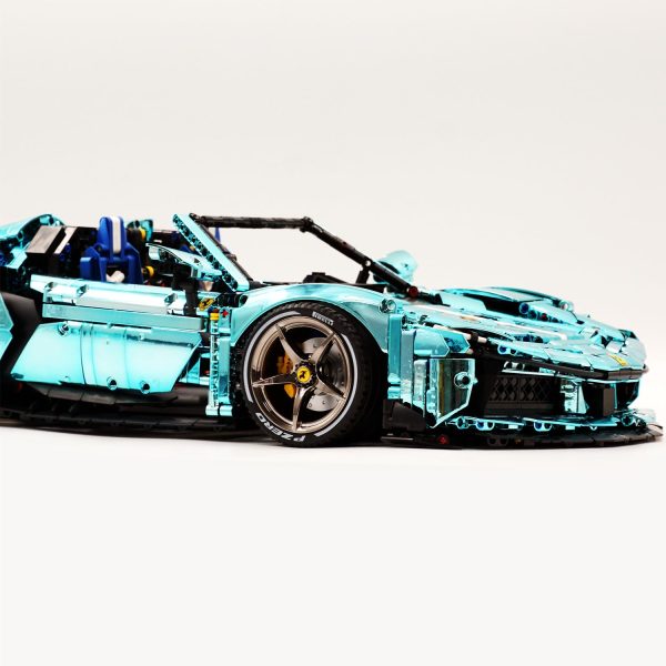 1: 8 Ferrari SF90XX Building Sets, Electroplating Tiffany Blue Customized Version (3982Pcs) - Image 9