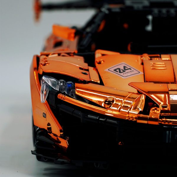 1: 8 McLaren P1 Orange Gold Plating Supercar Building Sets with Remote Control, Electric lift tail, Electric Doors (3568 Pcs) - Image 2
