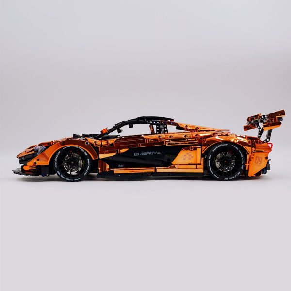 1: 8 McLaren P1 Orange Gold Plating Supercar Building Sets with Remote Control, Electric lift tail, Electric Doors (3568 Pcs) - Image 3