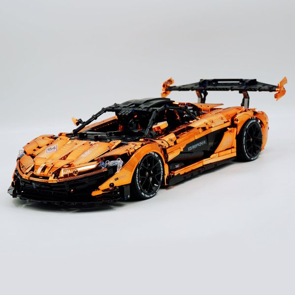 1: 8 McLaren P1 Orange Gold Plating Supercar Building Sets with Remote Control, Electric lift tail, Electric Doors (3568 Pcs) - Image 5