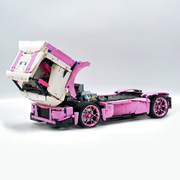 1: 8 Pink Box Trailer Truck, Total Length 110cm (8000+PCS) - Image 5