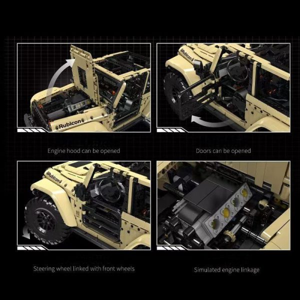 1: 6 Jeep Wrangler Off-Road Pickup with Remove Control, Electric Telescopic Hook, Tank Turn, Exclusive Wheel Arch, 3621 Pcs - Image 4