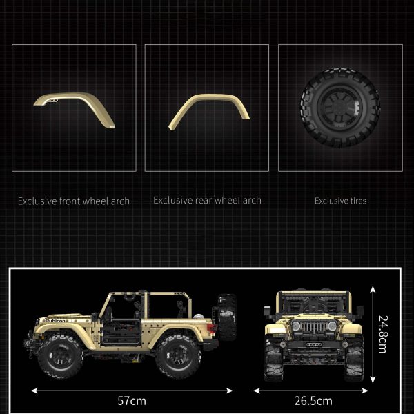 1: 6 Jeep Wrangler Off-Road Pickup with Remove Control, Electric Telescopic Hook, Tank Turn, Exclusive Wheel Arch, 3621 Pcs - Image 5