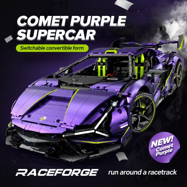 1: 8 Comet Purple Lamborghini Supercar with Remote Control – Electric Features, V10 Engine, and Custom Starry Sky Finish (3654 Pcs) - Image 2