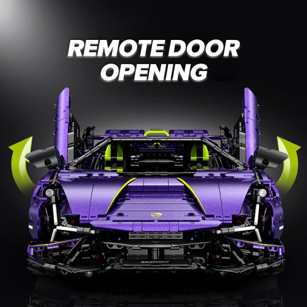 1: 8 Comet Purple Lamborghini Supercar with Remote Control – Electric Features, V10 Engine, and Custom Starry Sky Finish (3654 Pcs) - Image 3