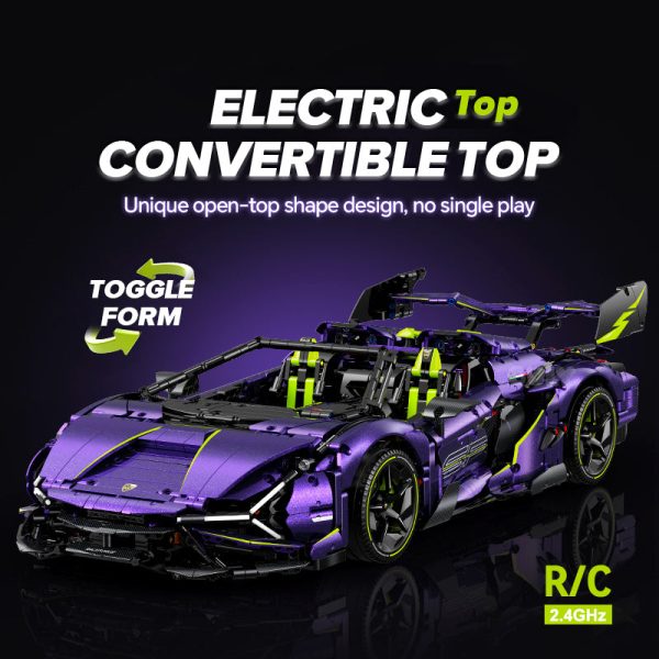 1: 8 Comet Purple Lamborghini Supercar with Remote Control – Electric Features, V10 Engine, and Custom Starry Sky Finish (3654 Pcs) - Image 4