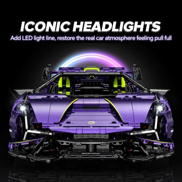 1: 8 Comet Purple Lamborghini Supercar with Remote Control – Electric Features, V10 Engine, and Custom Starry Sky Finish (3654 Pcs) - Image 5