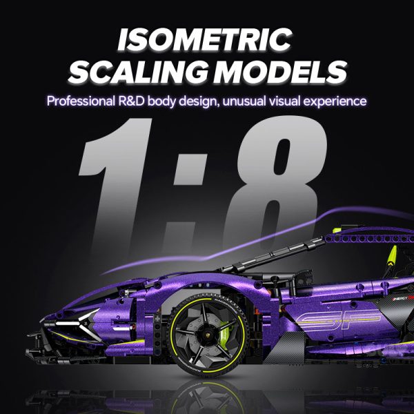 1: 8 Comet Purple Lamborghini Supercar with Remote Control – Electric Features, V10 Engine, and Custom Starry Sky Finish (3654 Pcs) - Image 6