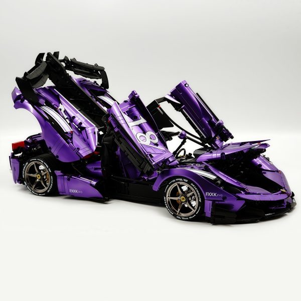1: 8 LaFerrari FXXK EVO Custom Modified, Rare Amethyst Color Enamel Paint, Oversized Rear Wing (4739 Pcs) - Image 2