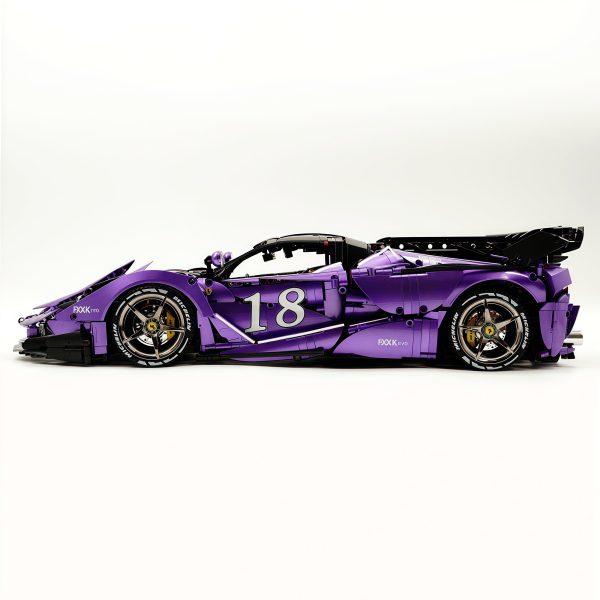1: 8 LaFerrari FXXK EVO Custom Modified, Rare Amethyst Color Enamel Paint, Oversized Rear Wing (4739 Pcs) - Image 11