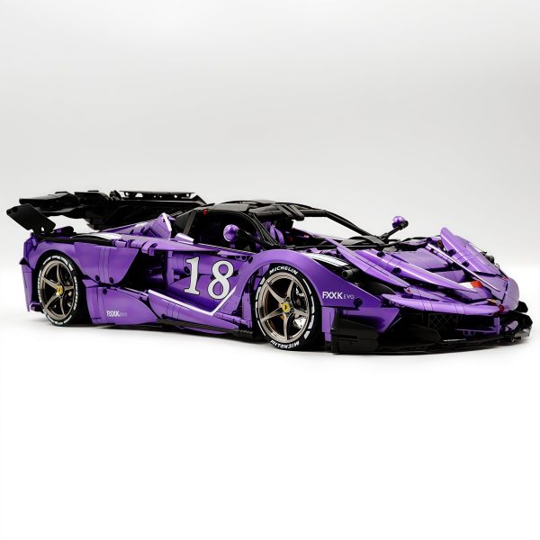 1: 8 LaFerrari FXXK EVO Custom Modified, Rare Amethyst Color Enamel Paint, Oversized Rear Wing (4739 Pcs) - Image 6