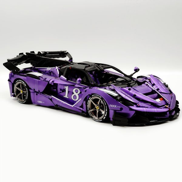 1: 8 LaFerrari FXXK EVO Custom Modified, Rare Amethyst Color Enamel Paint, Oversized Rear Wing (4739 Pcs) - Image 9