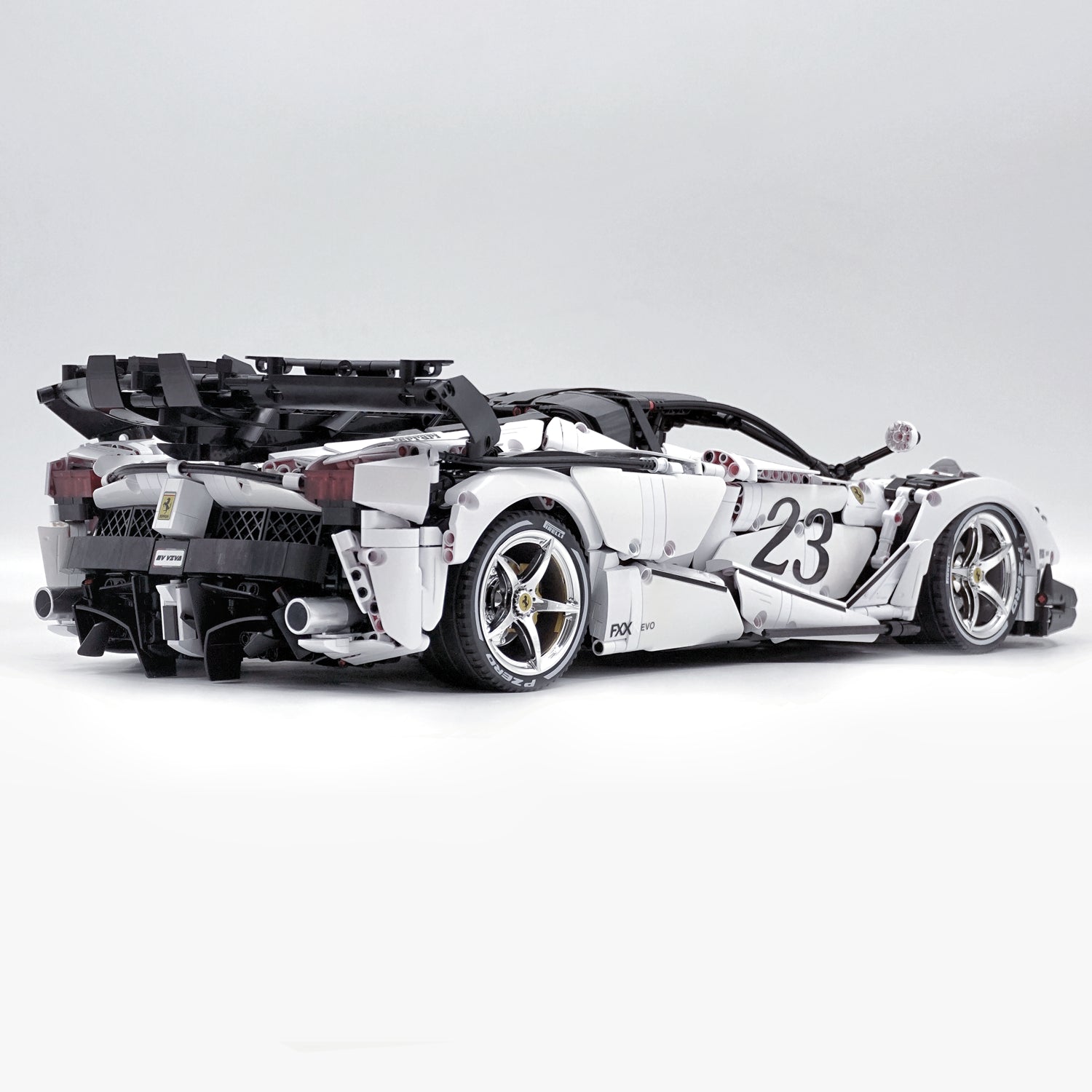 1: 8 LaFerrari FXXK EVO Custom Modified, Rare Pearl White Enamel Paint, Oversized Rear Wing (4739 Pcs) - Image 7