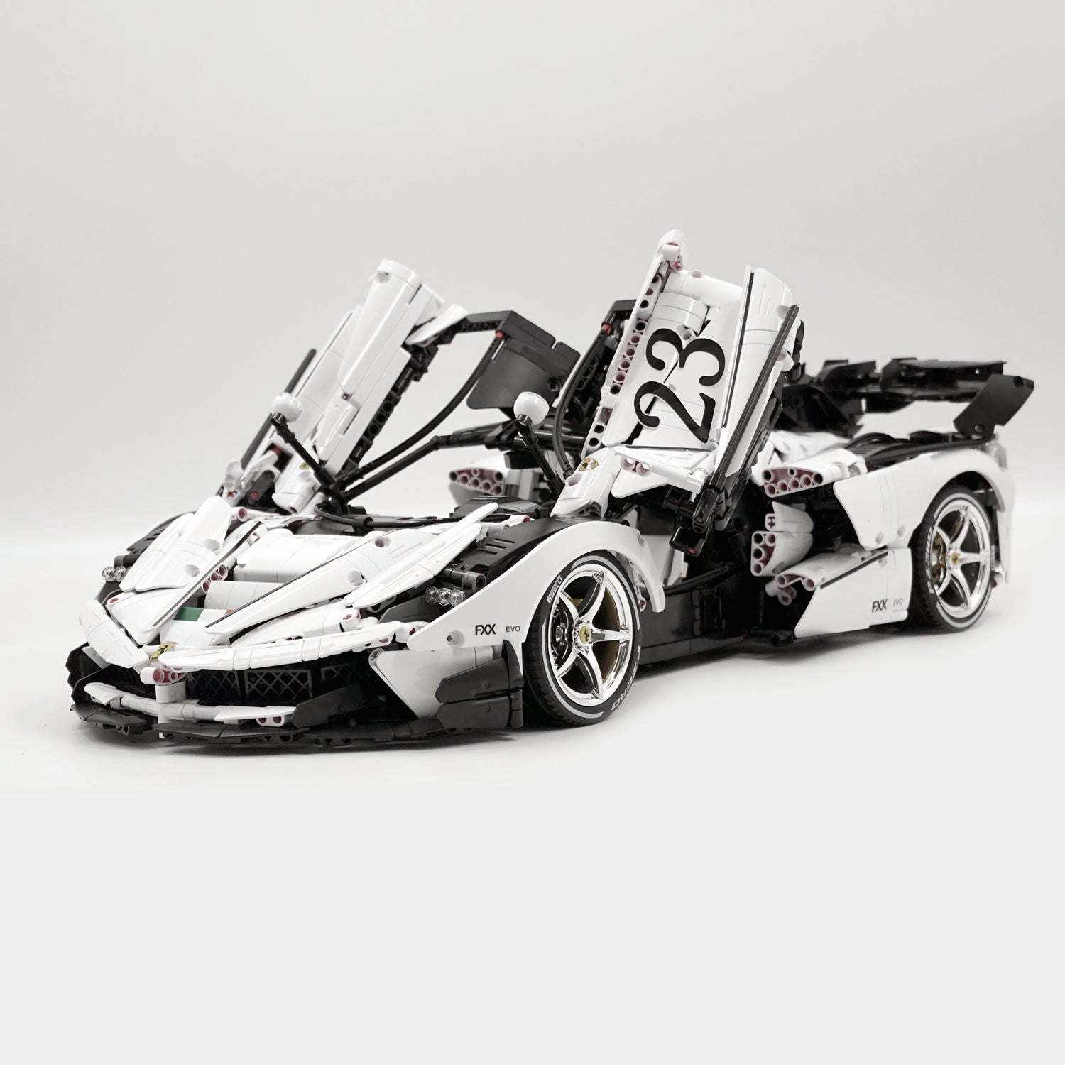 1: 8 LaFerrari FXXK EVO Custom Modified, Rare Pearl White Enamel Paint, Oversized Rear Wing (4739 Pcs) - Image 8