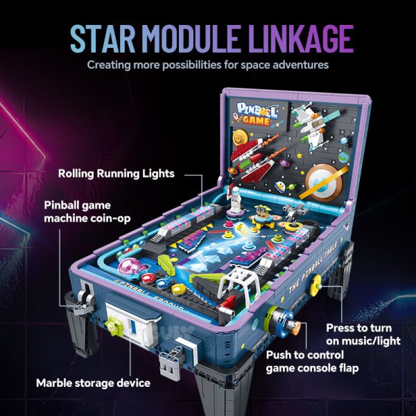 Interstellar Pinball Table, with controllable ejection and coin insertion, Marquee light, brings back childhood memories (2309 Pcs) - Image 8
