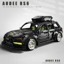 AUDI RS6 Black Warrior Set, High Detail Restoration, Travel SUV, Removable Roof Storage Box (2896 Pcs)