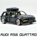AUDI RS6 Black Warrior Set, High Detail Restoration, Travel SUV, Removable Roof Storage Box (2896 Pcs)