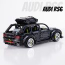 AUDI RS6 Black Warrior Set, High Detail Restoration, Travel SUV, Removable Roof Storage Box (2896 Pcs)