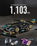 Lamborghini V12 MOC Set with Remote Control and LED Kit, 1:14 Car Model for Boys Men, 1124Pcs