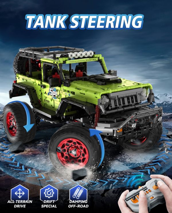 1: 6 Jeep Wrangler Off-Road Pickup Building Kit with Tank Steering, Adult Collectible Model Cars, 2121 Pcs - Image 2