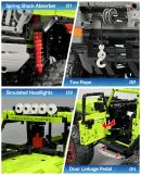1: 6 Jeep Wrangler Off-Road Pickup Building Kit with Tank Steering, Adult Collectible Model Cars, 2121 Pcs
