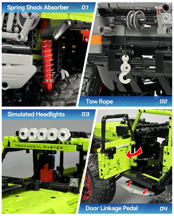 1: 6 Jeep Wrangler Off-Road Pickup Building Kit with Tank Steering, Adult Collectible Model Cars, 2121 Pcs - Image 4