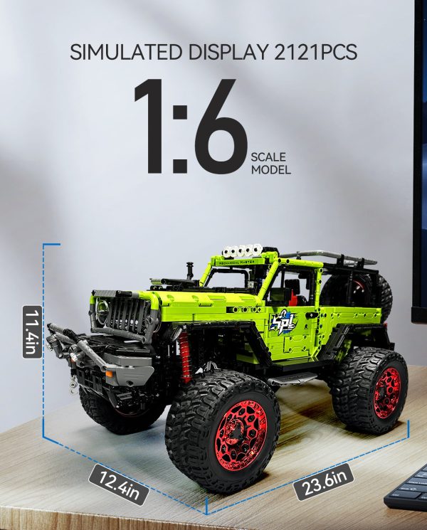 1: 6 Jeep Wrangler Off-Road Pickup Building Kit with Tank Steering, Adult Collectible Model Cars, 2121 Pcs - Image 6