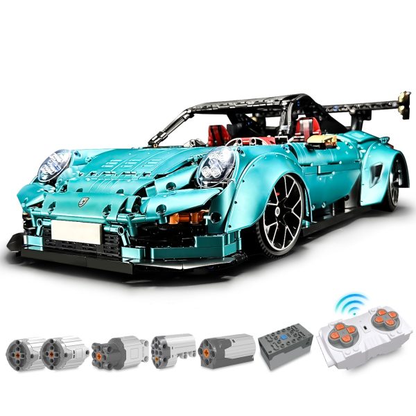 1: 8 Blue Porsche GT2 RS with Electric Suspension Lifting, Electric Doors Remote Control Model (3389 Pcs)