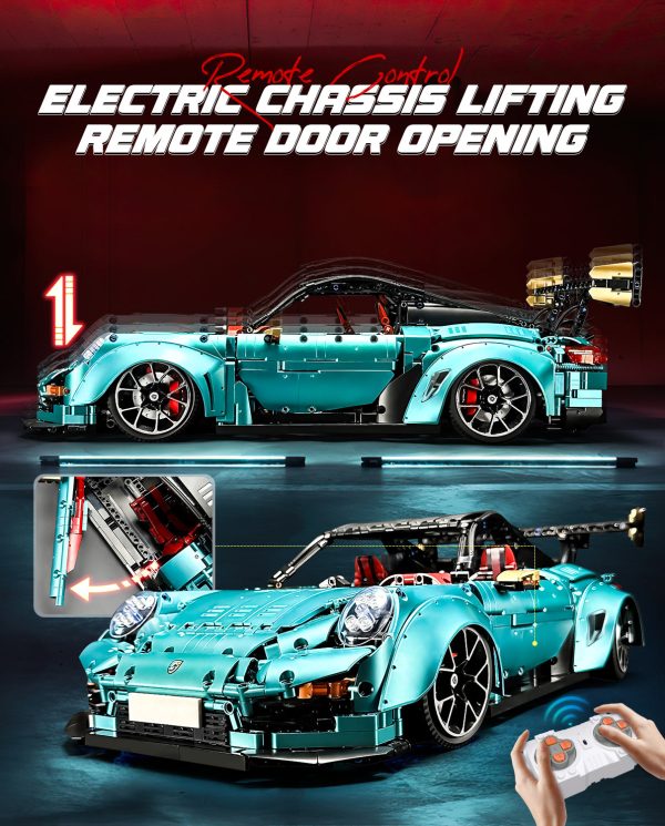 1: 8 Blue Porsche GT2 RS with Electric Suspension Lifting, Electric Doors Remote Control Model (3389 Pcs) - Image 2