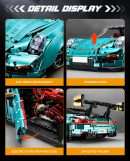 1: 8 Blue Porsche GT2 RS with Electric Suspension Lifting, Electric Doors Remote Control Model (3389 Pcs)