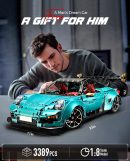 1: 8 Blue Porsche GT2 RS with Electric Suspension Lifting, Electric Doors Remote Control Model (3389 Pcs)