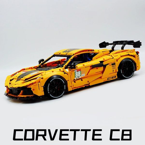 1: 8 Corvette C8 Supercar Building Sets with Remote Control, Electric lift tail, Electric Lifting Chassis, Electric Door (3788 Pcs) - Image 2
