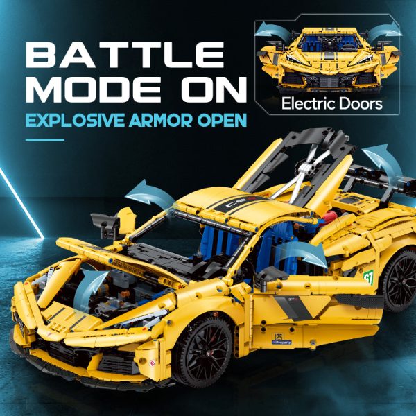 1: 8 Corvette C8 Supercar Building Sets with Remote Control, Electric lift tail, Electric Lifting Chassis, Electric Door (3788 Pcs) - Image 5