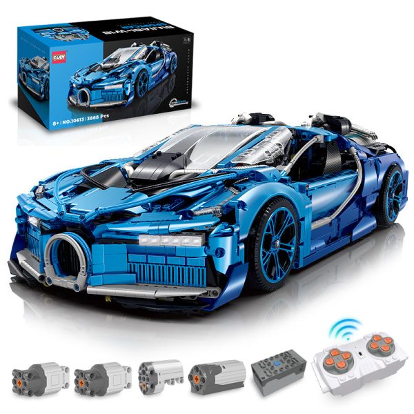 1: 8 Jet Bugatti Building Sets with Remote Control, Electric spray system and headlights (3868 Pcs)