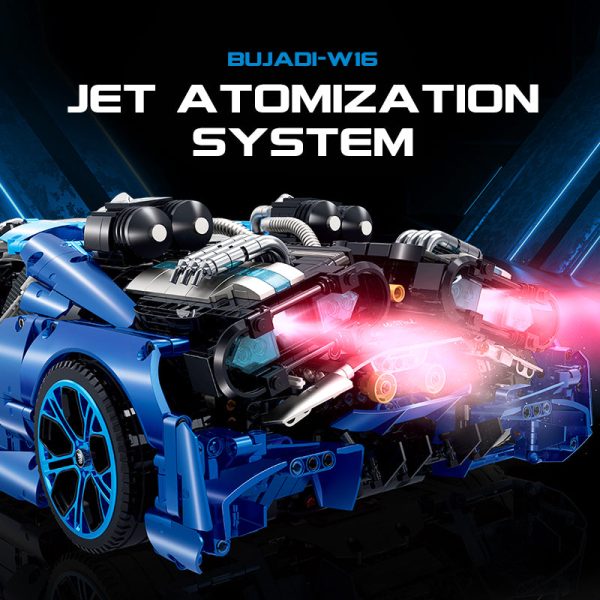 1: 8 Jet Bugatti Building Sets with Remote Control, Electric spray system and headlights (3868 Pcs) - Image 2