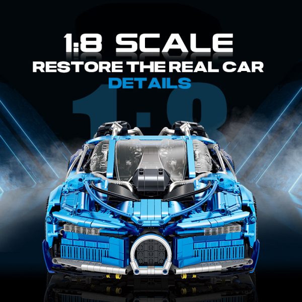 1: 8 Jet Bugatti Building Sets with Remote Control, Electric spray system and headlights (3868 Pcs) - Image 4