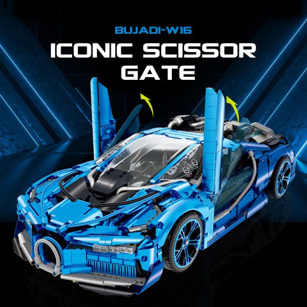 1: 8 Jet Bugatti Building Sets with Remote Control, Electric spray system and headlights (3868 Pcs) - Image 5