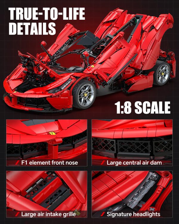 1: 8 LaFerrari C6 Sportcar Building Set, Fully Detailed Simulation, The Ultimate Collectible, None-Remote Controlled (4739Pcs) - Image 4