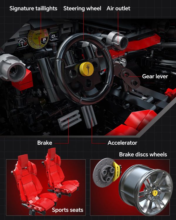 1: 8 LaFerrari C6 Sportcar Building Set, Fully Detailed Simulation, The Ultimate Collectible, None-Remote Controlled (4739Pcs) - Image 9