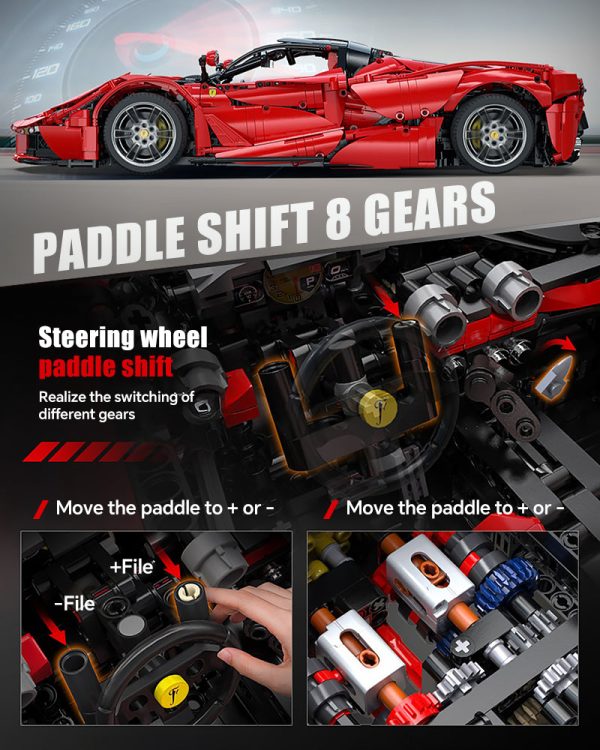 1: 8 LaFerrari C6 Sportcar Building Set, Fully Detailed Simulation, The Ultimate Collectible, None-Remote Controlled (4739Pcs) - Image 10