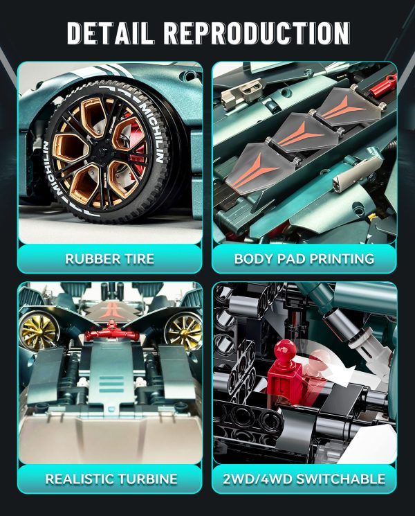1: 8 Lamborghini TP90 Sports Car with Electric Suspension Lifting, Electric Doors Remote Control Model (3492 Pcs) - Image 6