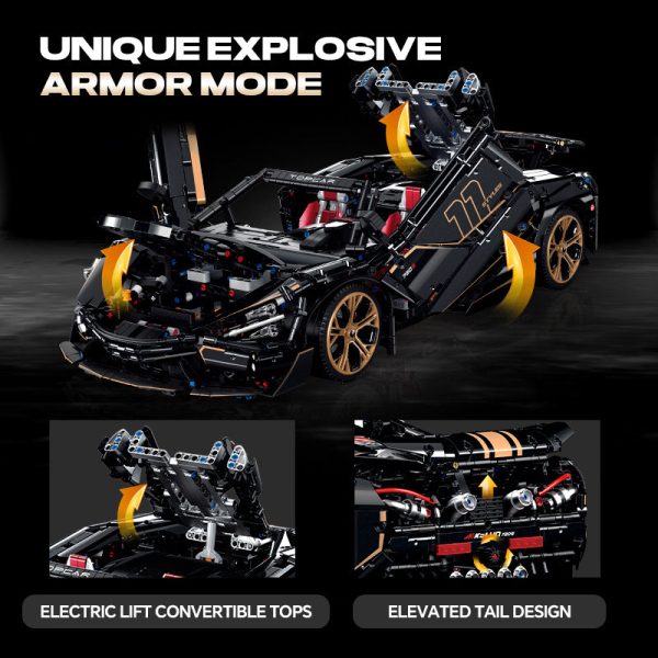 1: 8 McLaren 720S Supercar Building Sets with Remote Control, Electric Lift Convertible and Suspension, Electric Door, Tail Lift Design (3658Pcs) - Image 2