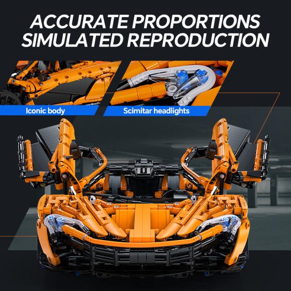 1: 8 McLaren Smiling M1 Building Sets, Rear wing linked air suspension, Butterfly Wing Door, None-Remote Controlled (3617 Pcs) - Image 3