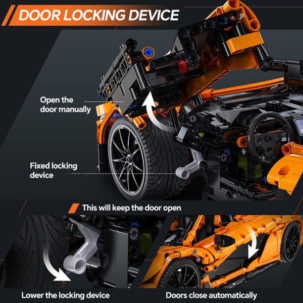 1: 8 McLaren Smiling M1 Building Sets, Rear wing linked air suspension, Butterfly Wing Door, None-Remote Controlled (3617 Pcs) - Image 6